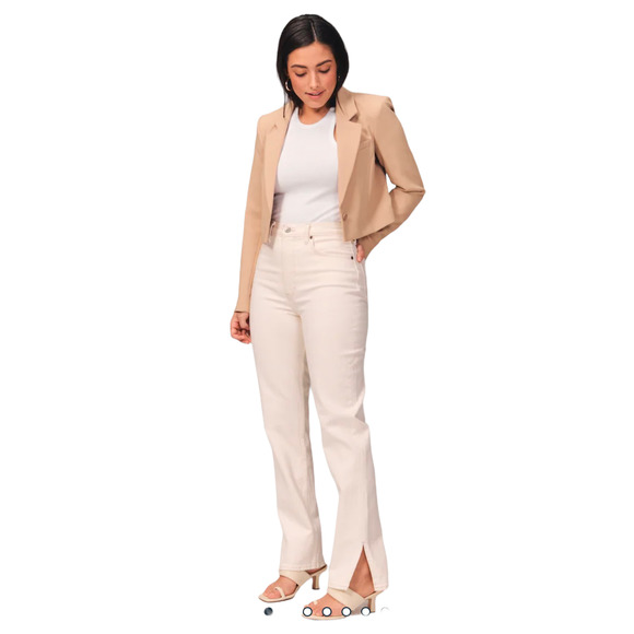 Abercrombie Curve Love 90s Straight Leg Ultra High Rise Cream 27 - Picture 2 of 14